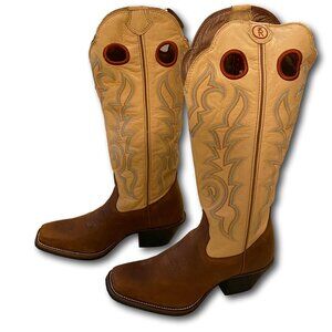 Tony Lama Buckaroo 3R Women's Leather Cowboy Boots Size 10 Square Toe RR2003L